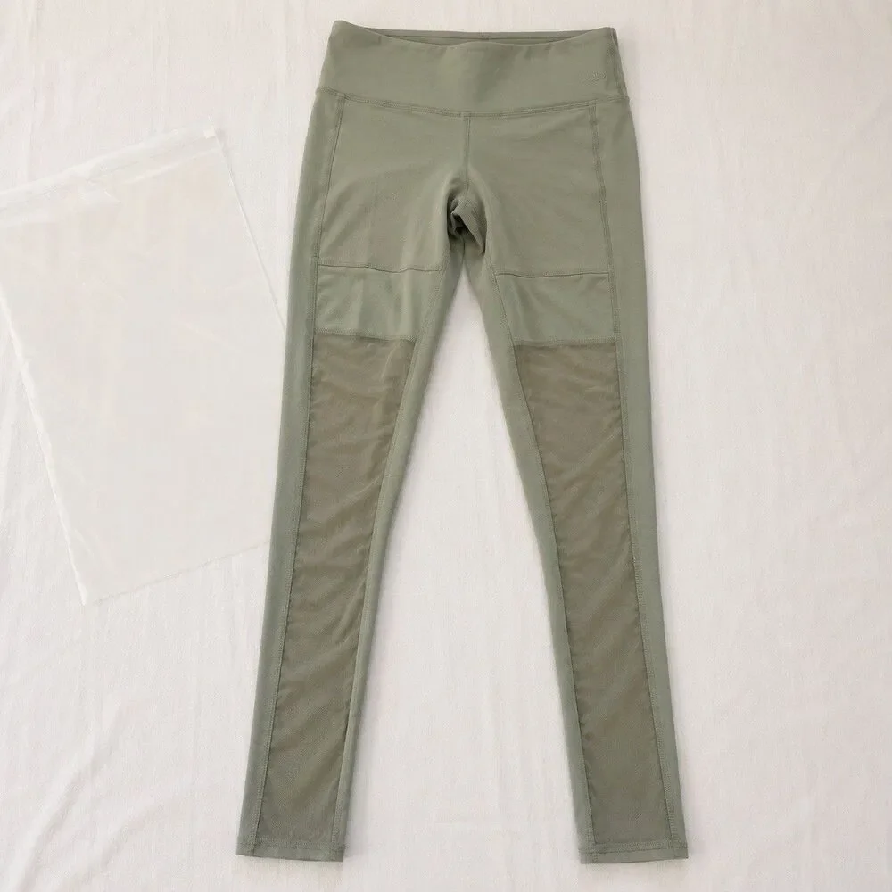 Alo Yoga Airbrush Mesh Panel Leggings Sage Green M High Rise Yoga Activewear